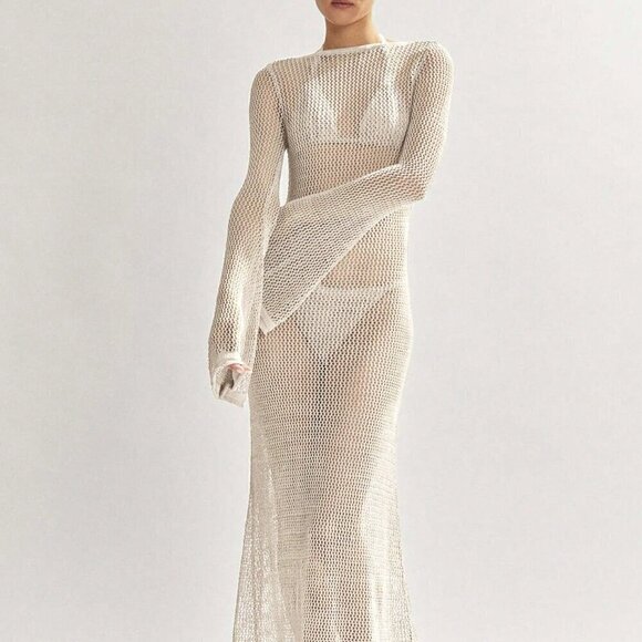 White Women's Sexy Backless Beach Cover-Up - Picture 3 of 6